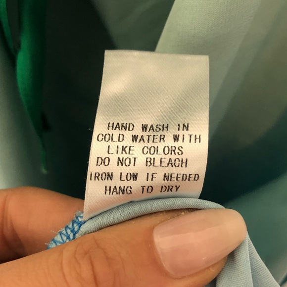 Luxxel Waves of Blue Halter Ombré Wrap Front Mini Dress Size L - Picture 12 of 12